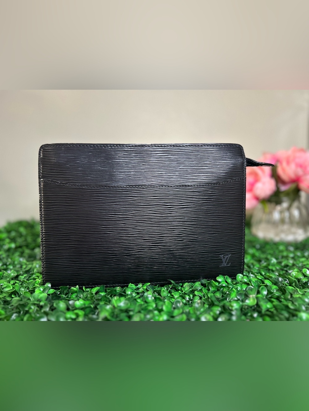 Louis Vuitton Black Epi Pochette Homme Clutch Portfolio Bag LV
